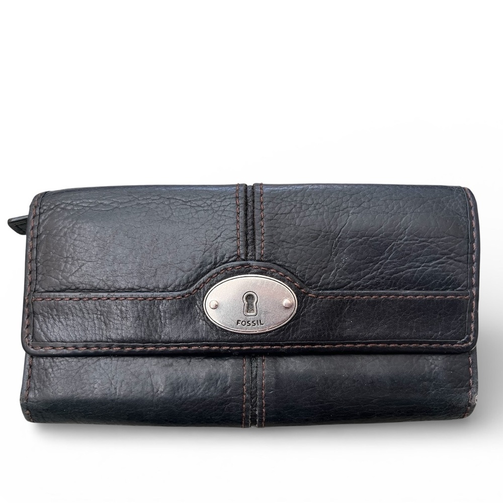Fossil Maddox Vintage Trifold Wallet in Black Soft Leather